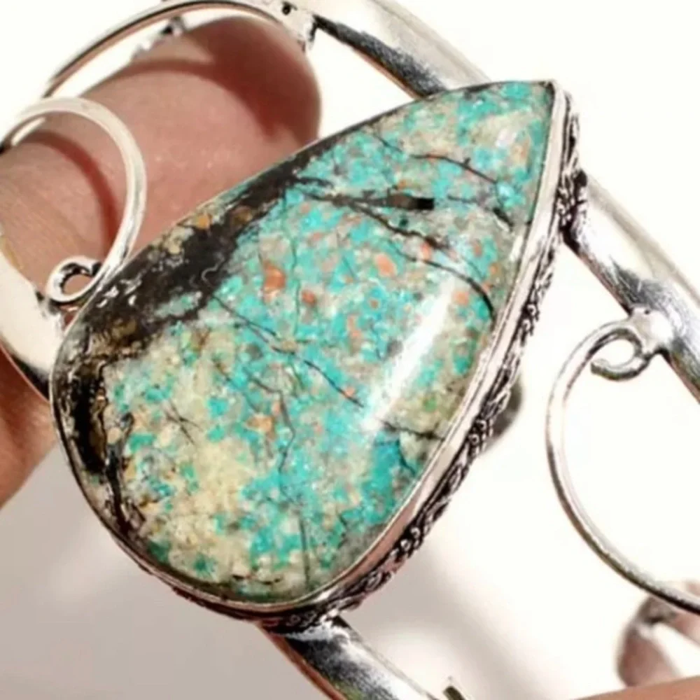 African Turquoise Handcrafted statement Cuff - Picture 5 of 5